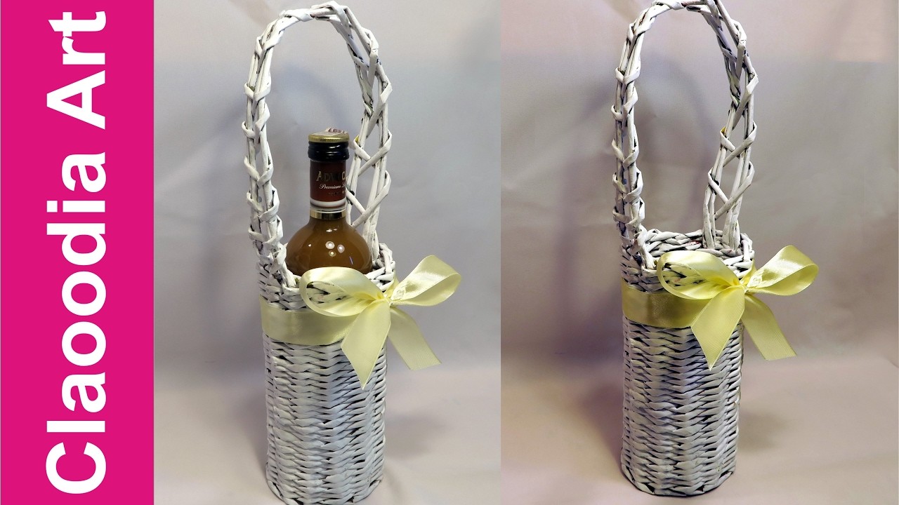 Koszyk na wino z papierowej wikliny (Basket for wine paper wicker DIY)