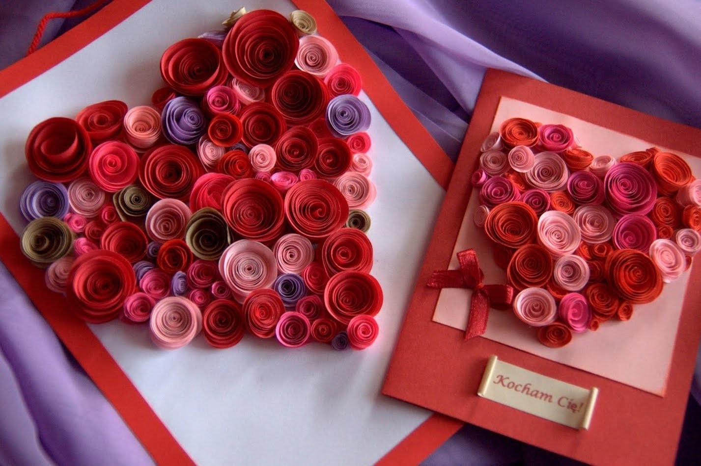 Jak zrobić Kartkę Walentynkową - Serce z papierowych zawijasów