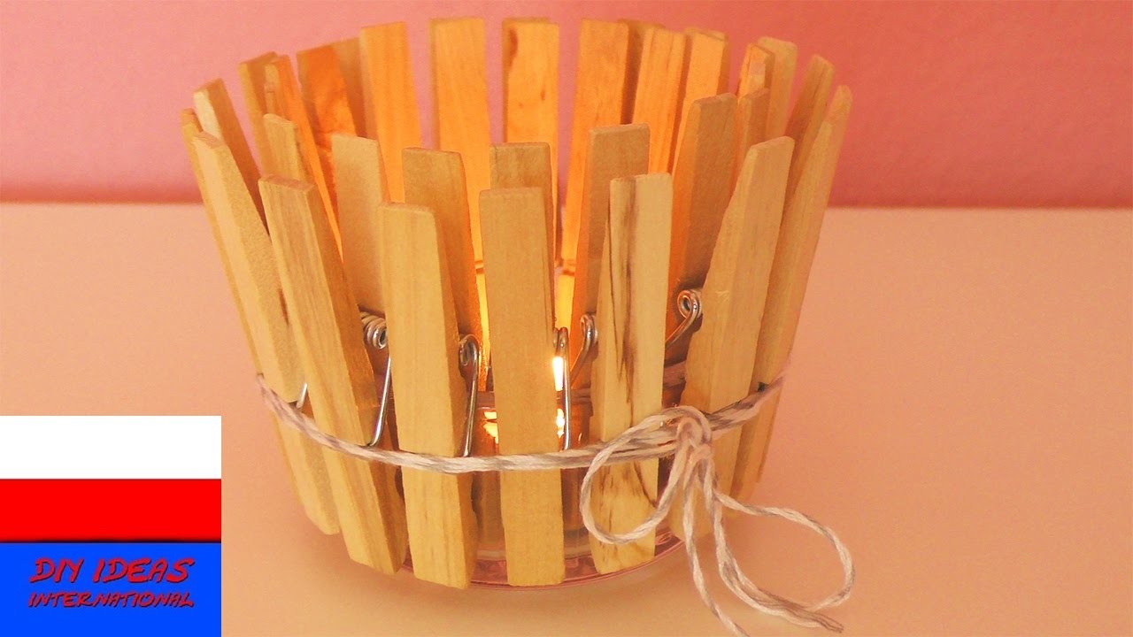 Drewniany lampion | prosty pomysł a jesień | klamerki do prania