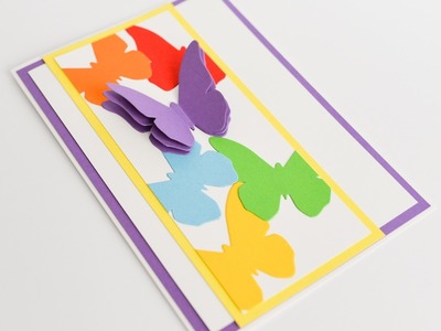 How to Make - Greeting Card Birthday Rainbow Butterflies - Step by Step DIY | Kartka Urodziny Motyle