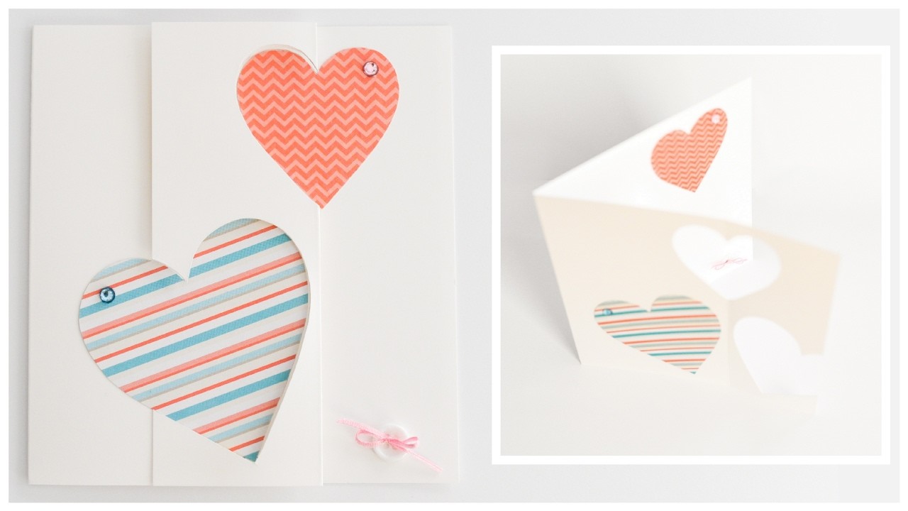 How to Make - Pop Up Greeting Card Valentine's Day Hearts - Step by Step DIY | Kartka Walentynkowa