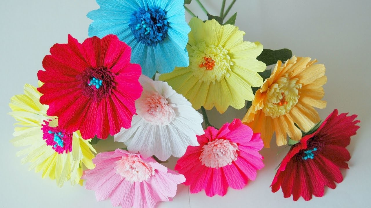 Kwiaty z bibuły gerbera krok po kroku # Paper flowers gerberas DIY