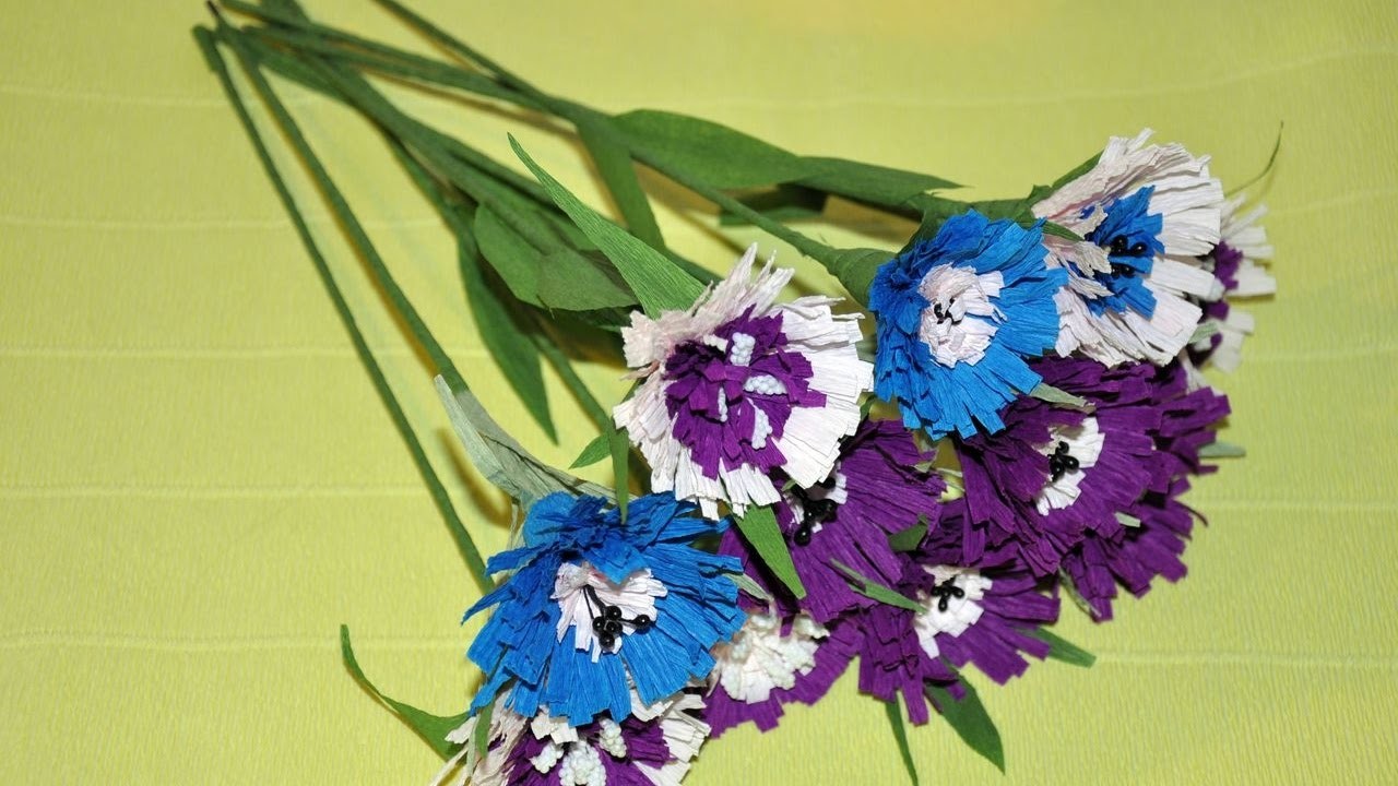 Kwiaty z bibyły  na patykach # Crepe paper flowers DIY