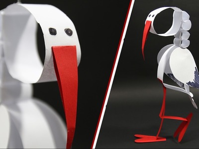Paper stork 3d - Bocian z papieru DIY | Challenge | Decoration [|-"-|]