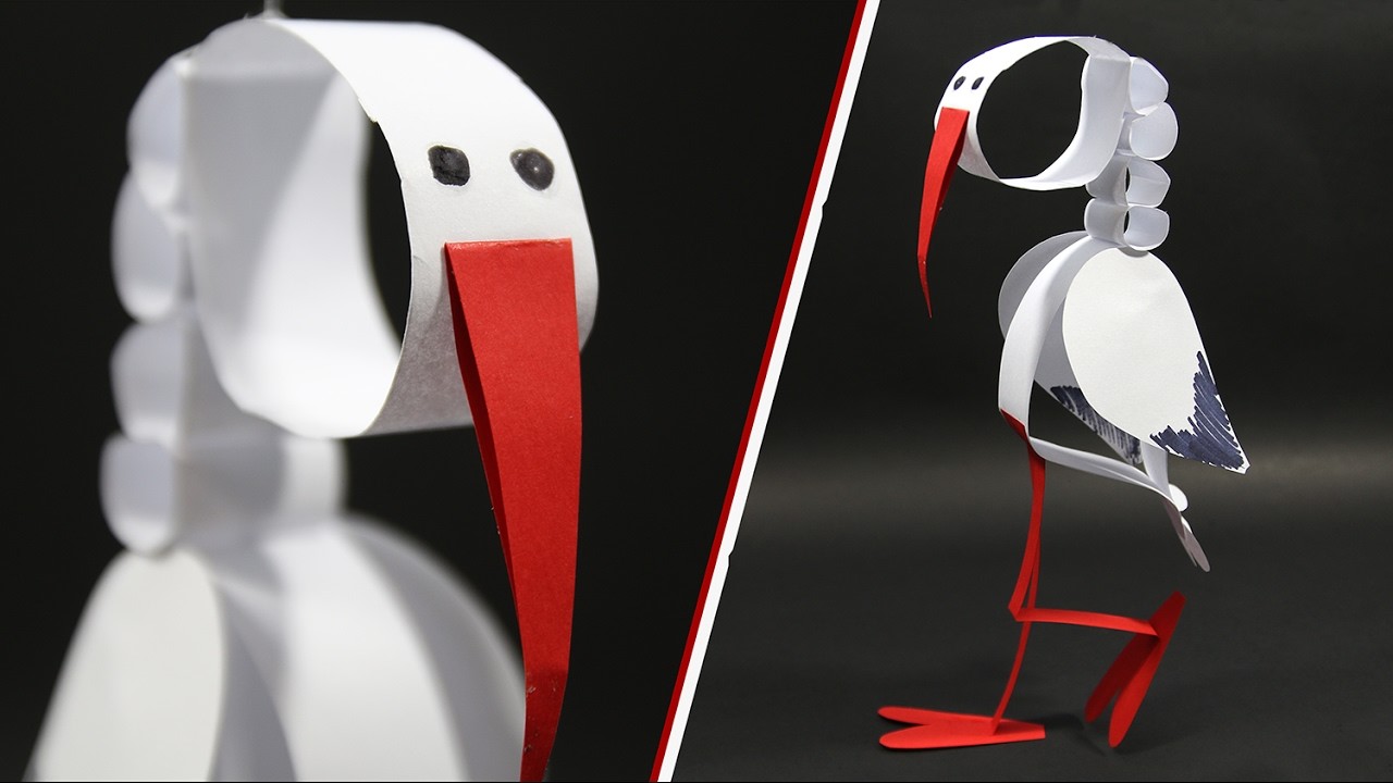 Paper stork 3d - Bocian z papieru DIY | Challenge | Decoration [|-"-|]