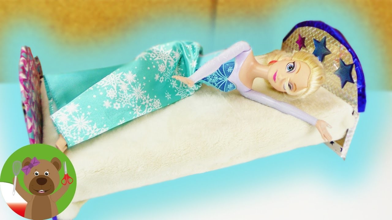 Elsa, królowa lodu, dostaje nowe łóżko | DIY łóżko dla lalki | meble dla lalek
