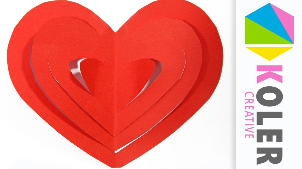 Serce z papieru 3D - Paper Heart - Walentynki - Ozdoba - DIY