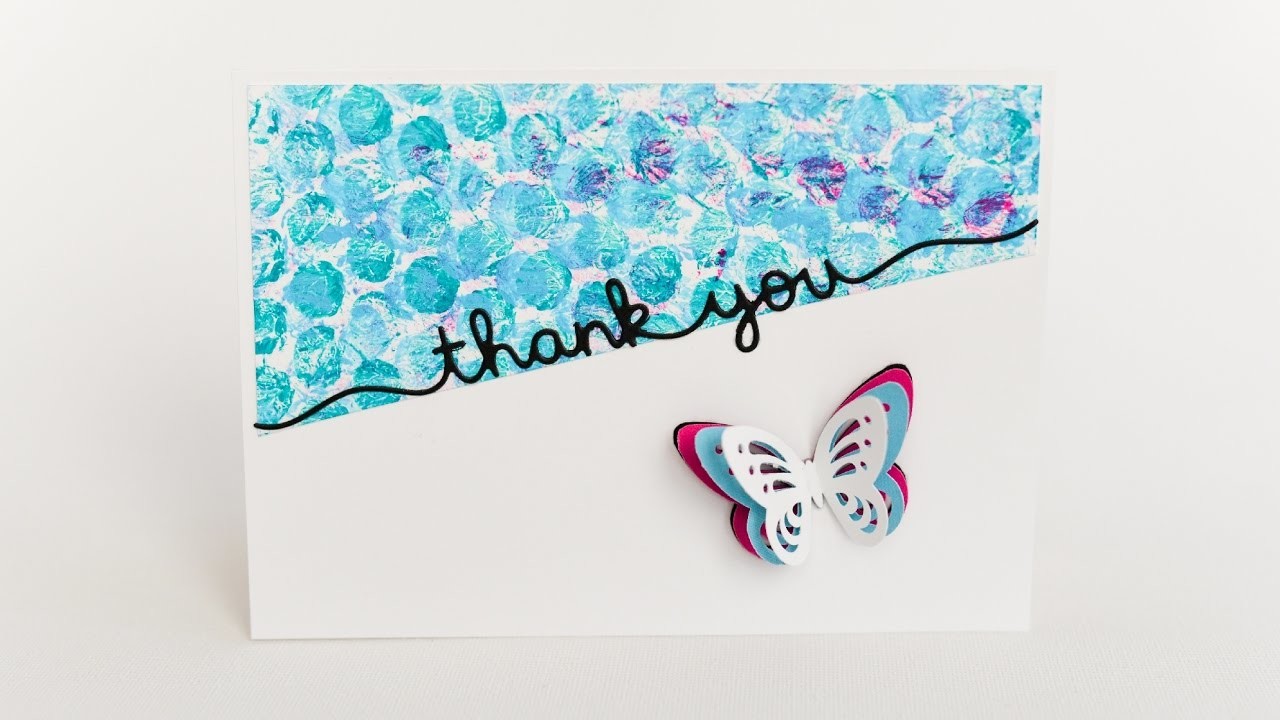 How to Make - Thank You Card Butterfly Bubble Wrap - Step by Step DIY | Kartka Podziękowanie