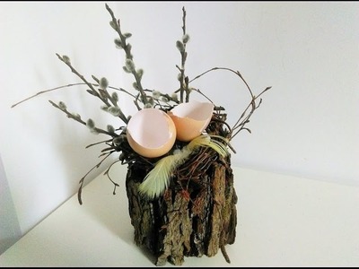DIY wazon z kory ,wiosenne dekoracje ,Wielkanoc