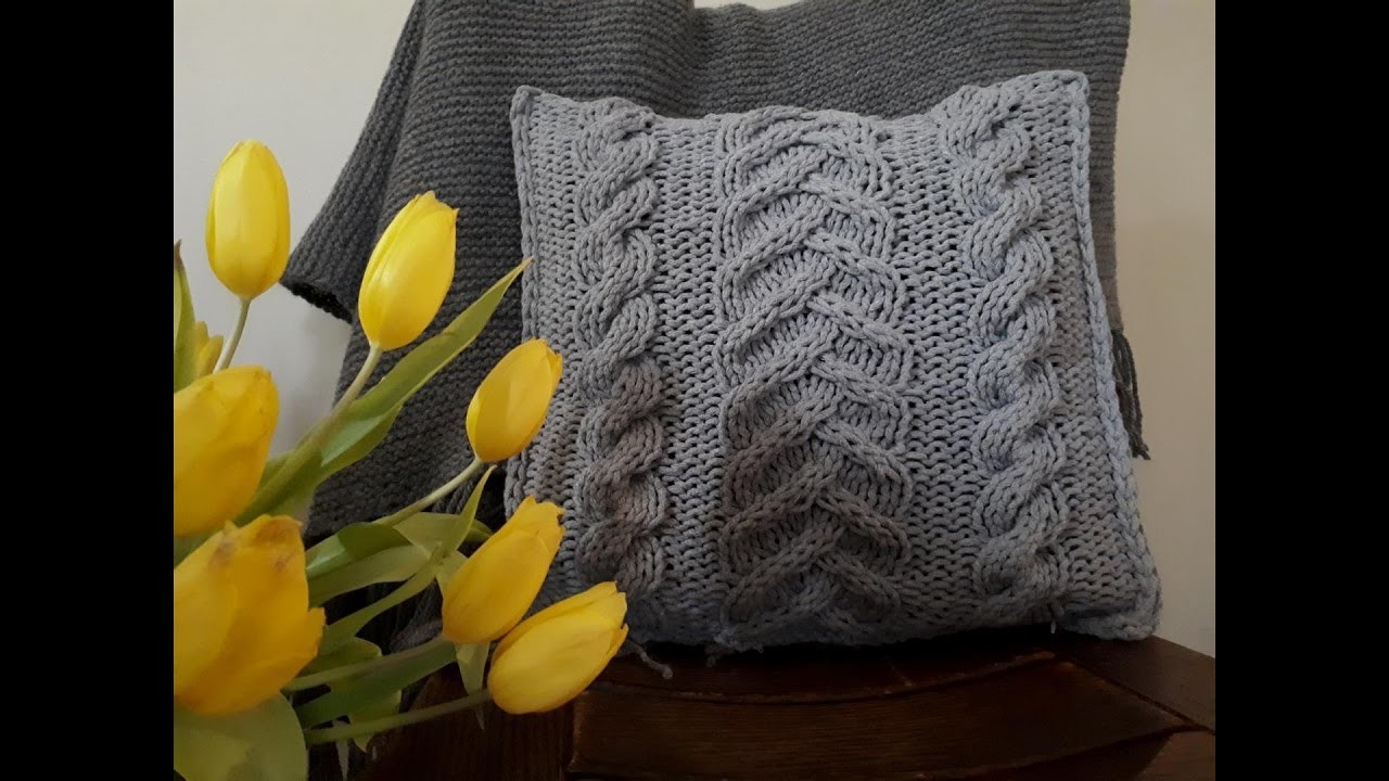Jak zrobić poduszkę ze sznurka bawełnianego na drutach.  How to knit Pillow. Вяжем спицами.
