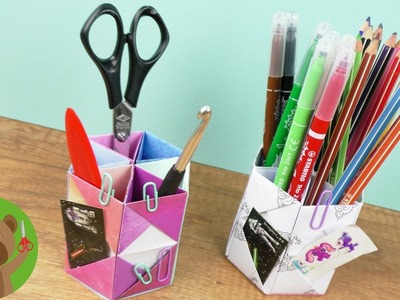 BACK TO SCHOOL | papierowy stojak na przybory do pisania | prosty i ładny | origami