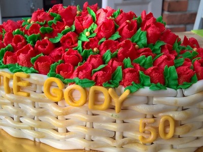 Tort kosz z różami na złote gody