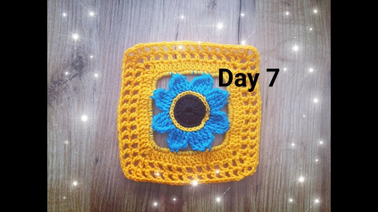 Dzień 7- kwadrat babuni na szydełku  - crochet granny square day 7 - 30