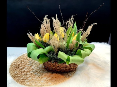 Wiosenna kompozycja na stół z tulipanów.DIY.Decoration
