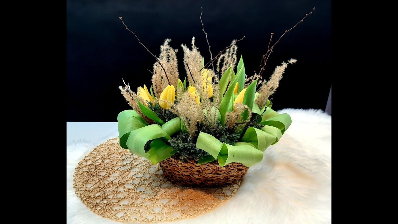 Wiosenna kompozycja na stół z tulipanów.DIY.Decoration