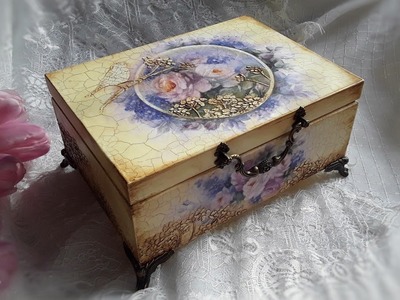 Romantic decoupage box with a cracking effect ???????????? Decoupage tutorial