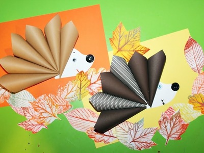 Jeż z kwadratów papieru. Paper hedgehog, paper craft, kids diy, fall craft