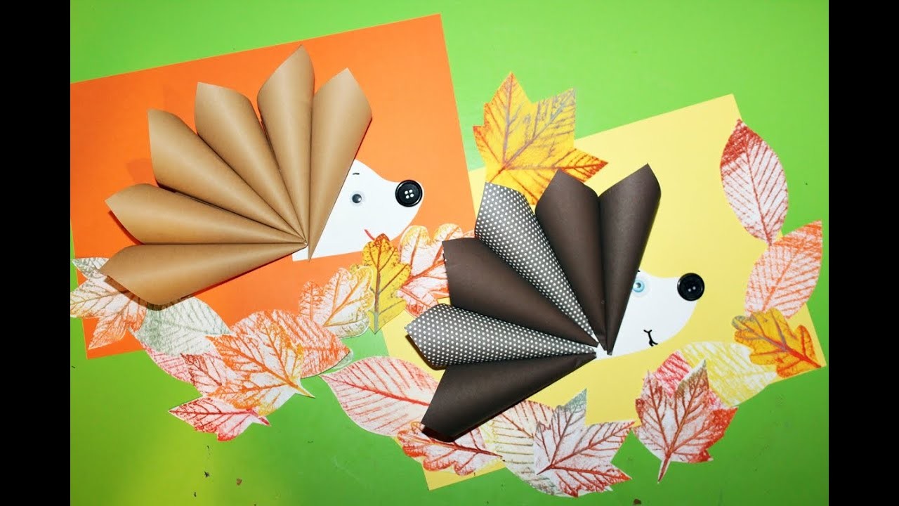 Jeż z kwadratów papieru. Paper hedgehog, paper craft, kids diy, fall craft