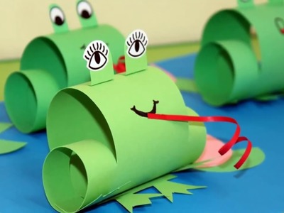 Papierowa żaba. żaba z papieru. zabawa z dzieckiem. paper frog. frog craft