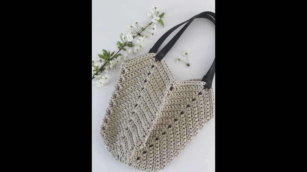Crochet tulip bag, square bottom. Torba na szydełku, tulipan