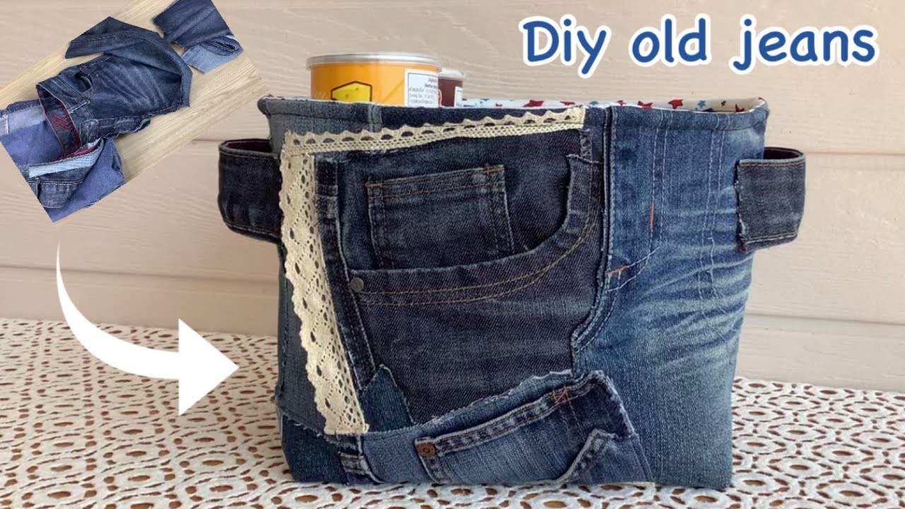 Diy old jeans, fabric basket tutorial, jeans fabric basket, how to fabric basket, wandee easy sewing