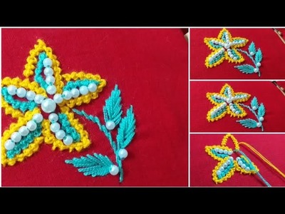 Hand Embroidery flower design.হাতের কাজের ফুলের ডিজাইন.