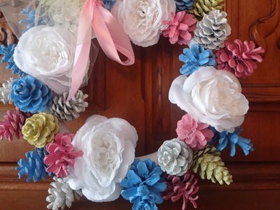 Jak zrobić kolorowy wianek z szyszek? DIY Szyszki handmade colorful pine cones wreath decoration