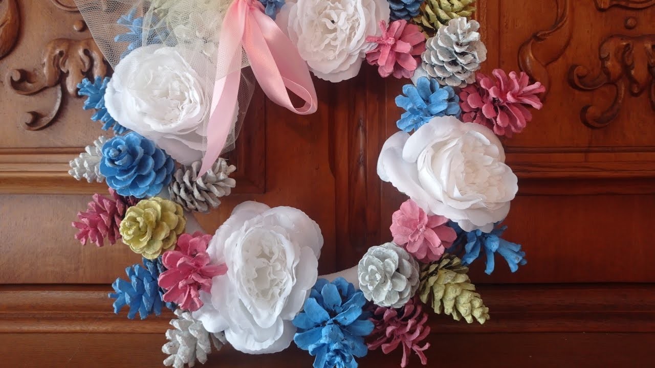 Jak zrobić kolorowy wianek z szyszek? DIY Szyszki handmade colorful pine cones wreath decoration