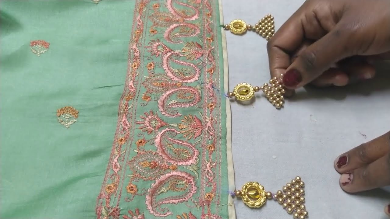 Saree Kuchu #314 Saree Kuchu Design Using Ring Beads With Golden beads !! Smart art and crafts