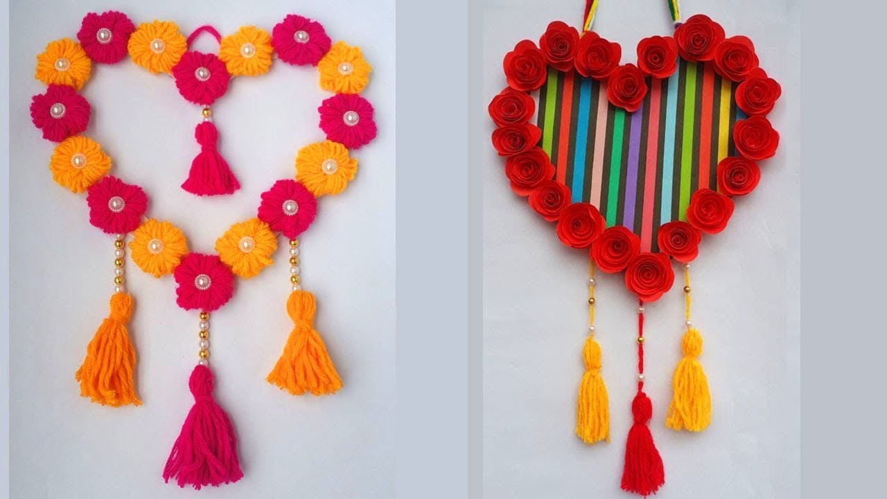 DIY: Easy Wall Hanging Idea!! How to Make Beautiful Flower.Wall Hanging With Colour Paper & Wool!!