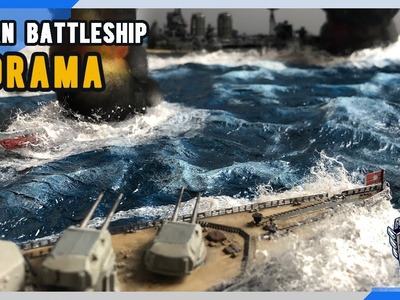 Huge Battleship Ocean Diorama. DKM Bismarck vs HMS Hood in 1.700
