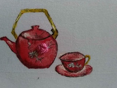 Tea pot hand embroidery