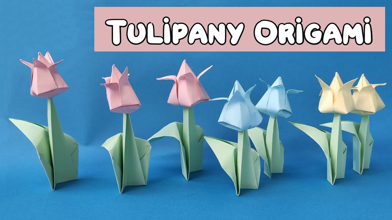 Tulipan origami. tulipan z papieru.Origami Tulip. prezent diy na dzień mamy