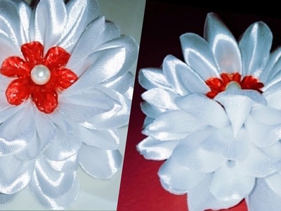 Ribbon flower | Amazing ribbon flower | Hand embroidery Flowers design | ফিতা দিয়ে ফুল বানানো