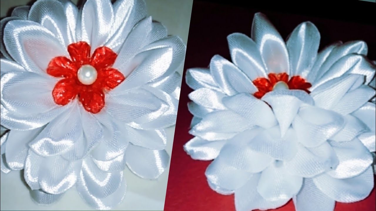 Ribbon flower | Amazing ribbon flower | Hand embroidery Flowers design | ফিতা দিয়ে ফুল বানানো