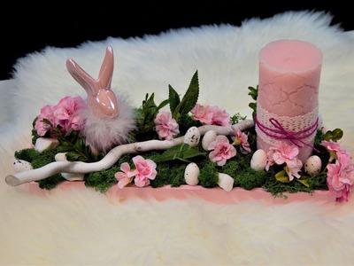 Stroik Wielkanocny z różowym zajączkiem.DIY. Easter. Ostern