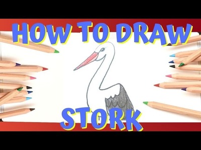 Jak narysować bociana, rysunek bocian, how to draw stork, wie man einen Storch zeichnet