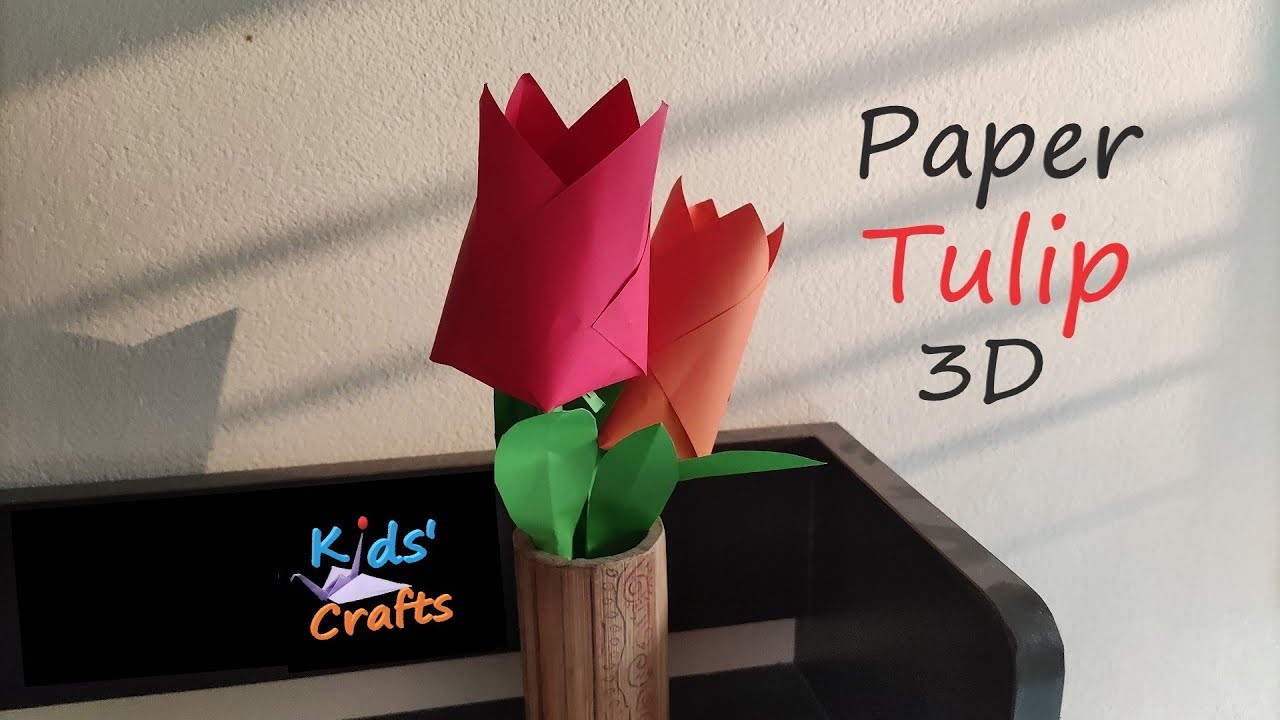 Easy Paper Tulip Flower 3D | কাগজের তৈরি টিউলিপ ফুল | Kids' Crafts Origami