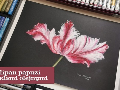 Tulipan papuzi pastelami olejnymi | Tulip oli pastel speed drawing