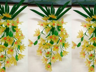 DIY Tutorial Bunga Gantung Hiasan Dinding dari Plastik Kresek | Flower Wall Hanging from Plastic Bag