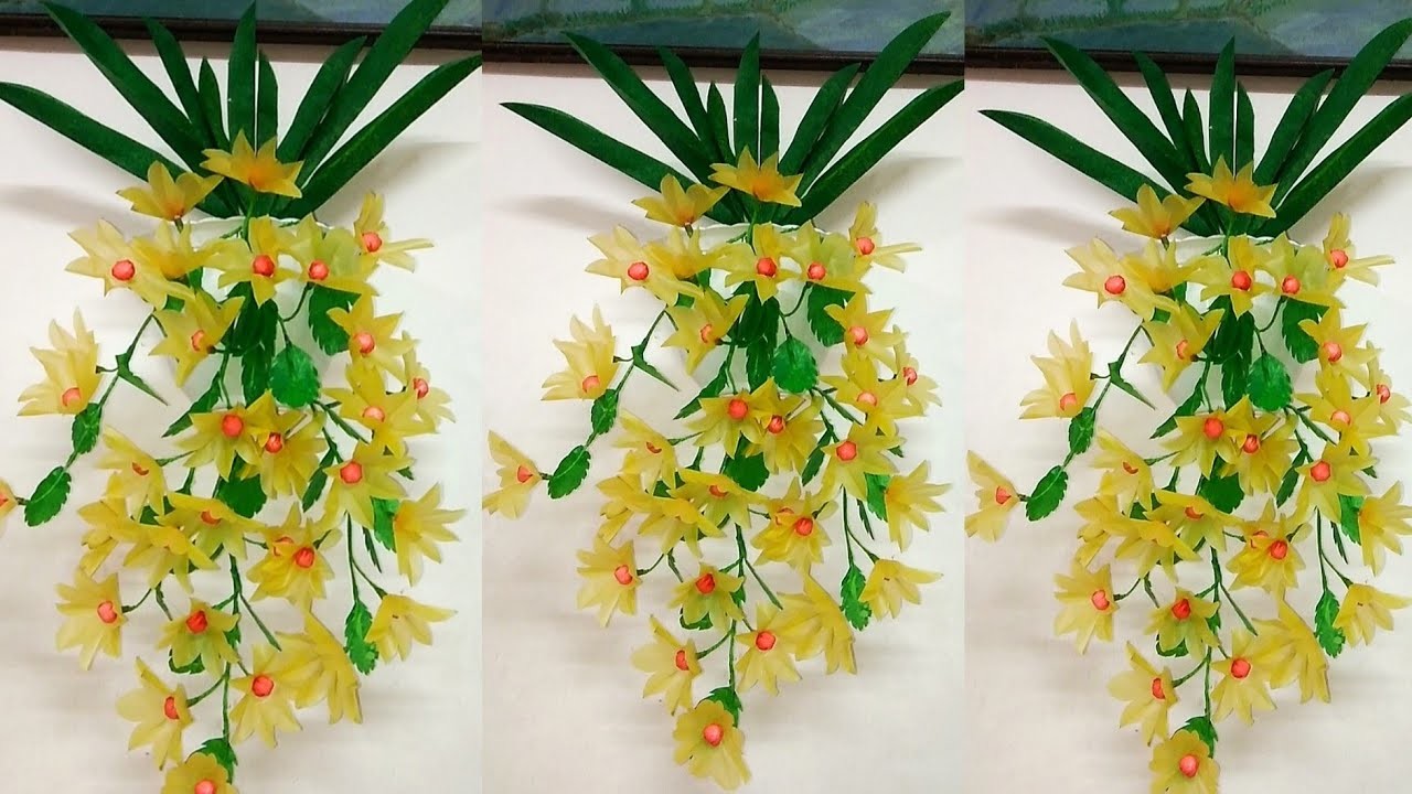 DIY Tutorial Bunga Gantung Hiasan Dinding dari Plastik Kresek | Flower Wall Hanging from Plastic Bag