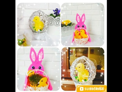 DIY easter decoration bunny basket, openwork egg, wielkanocny zajączek koszyk  ażurowe jako z balona