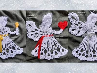 Płaski aniołek szydełko, 9 cm wysokości. Wzór autorski.( Crochet angel tutorial)