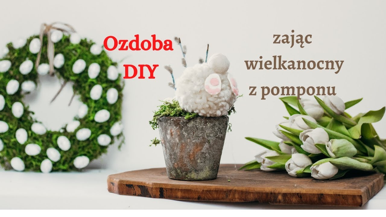 Proste DIY na wielkanoc - zajac z pomponu