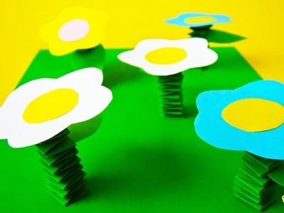 Jak zrobić papierową łąkę? Praca plastyczna łąka z papierowych kwiatów | Przestrzenna kolorowa łąka