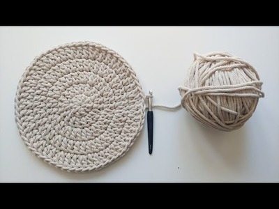 Oszukany słupek, czyli jak zrobić dywan na szydełku ze sznurka bawełnianego bez szwu. Carpet crochet