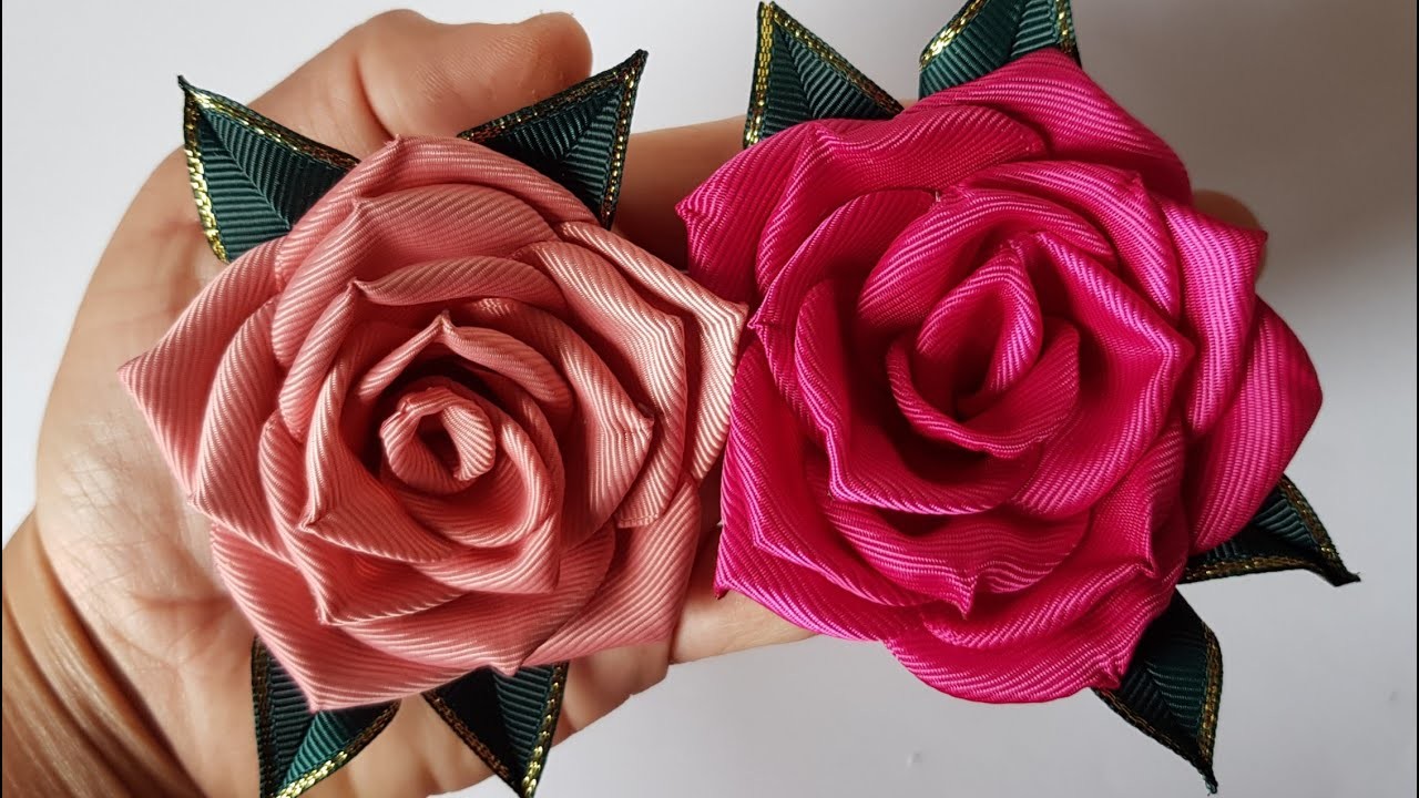 Amazing Ribbon flower. Easy Rose Flower Making