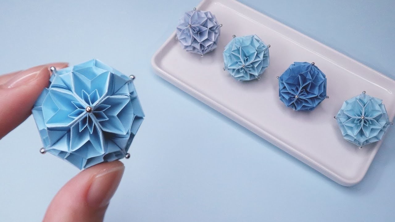 【折り紙くす玉】紙で作る小さくて可愛いのフラワーボール｜origami flower ball ｜AyaWangPaper