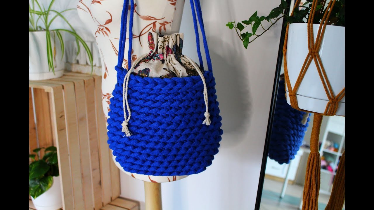 Torebka na szydełku ze sznurka bawełnianego 9mm. Crochet bag pattern, cotton cord 9mm.