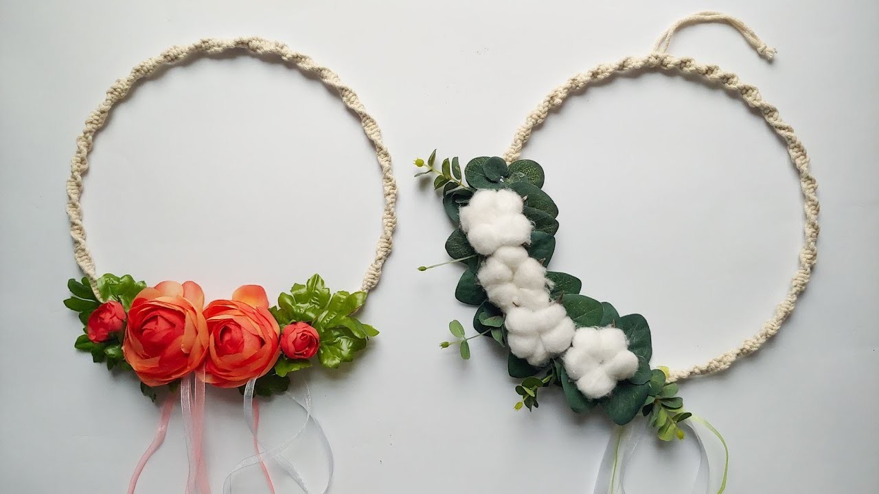 Wianek ze sznurka bawełnianego, robiony tylko rękoma metodą makramową. Wreath handmade